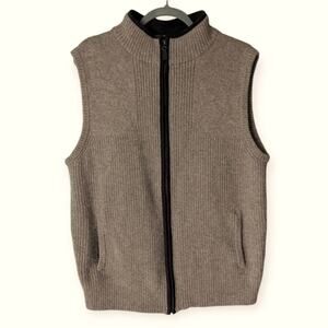 LL Bean Men's Waterfowl Lamb's Wool Sweater Vest Tan Brown Outdoor Gorpcore
